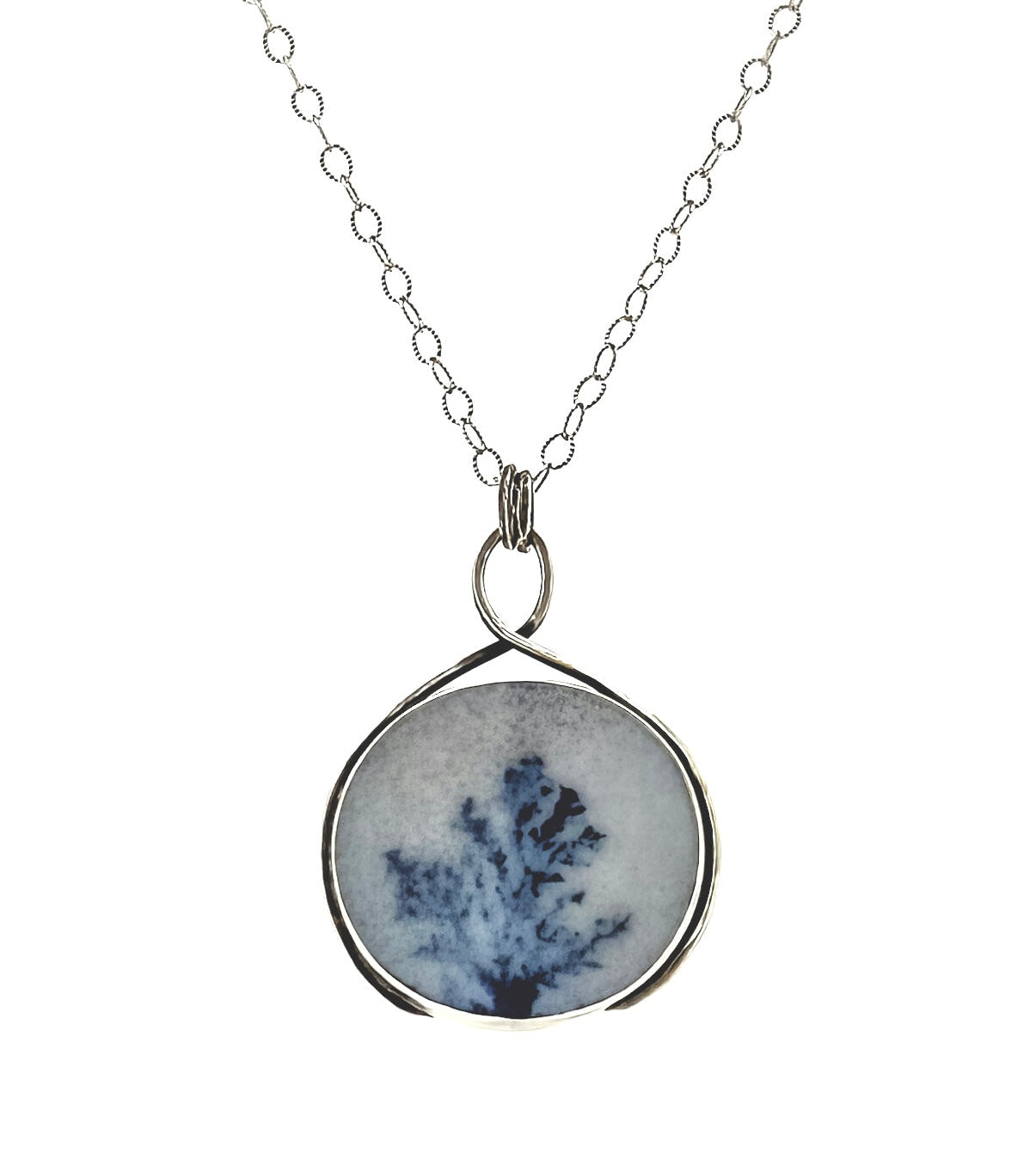 Foggy Tree Dendritic Agate Pendant