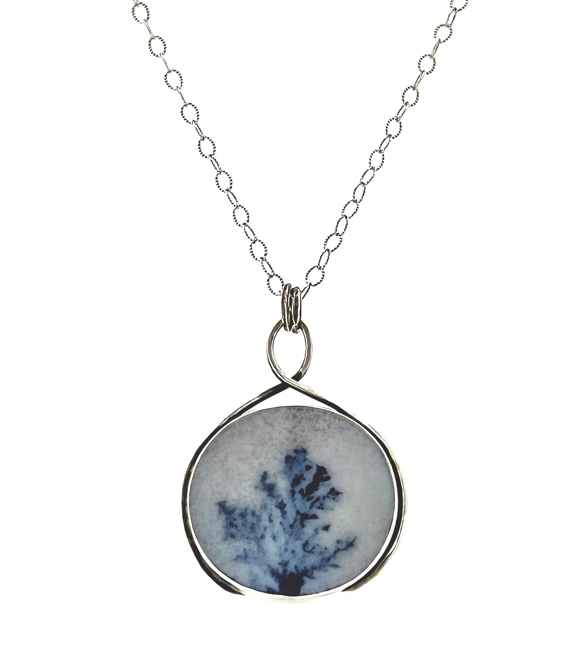 Foggy Tree Dendritic Agate Pendant