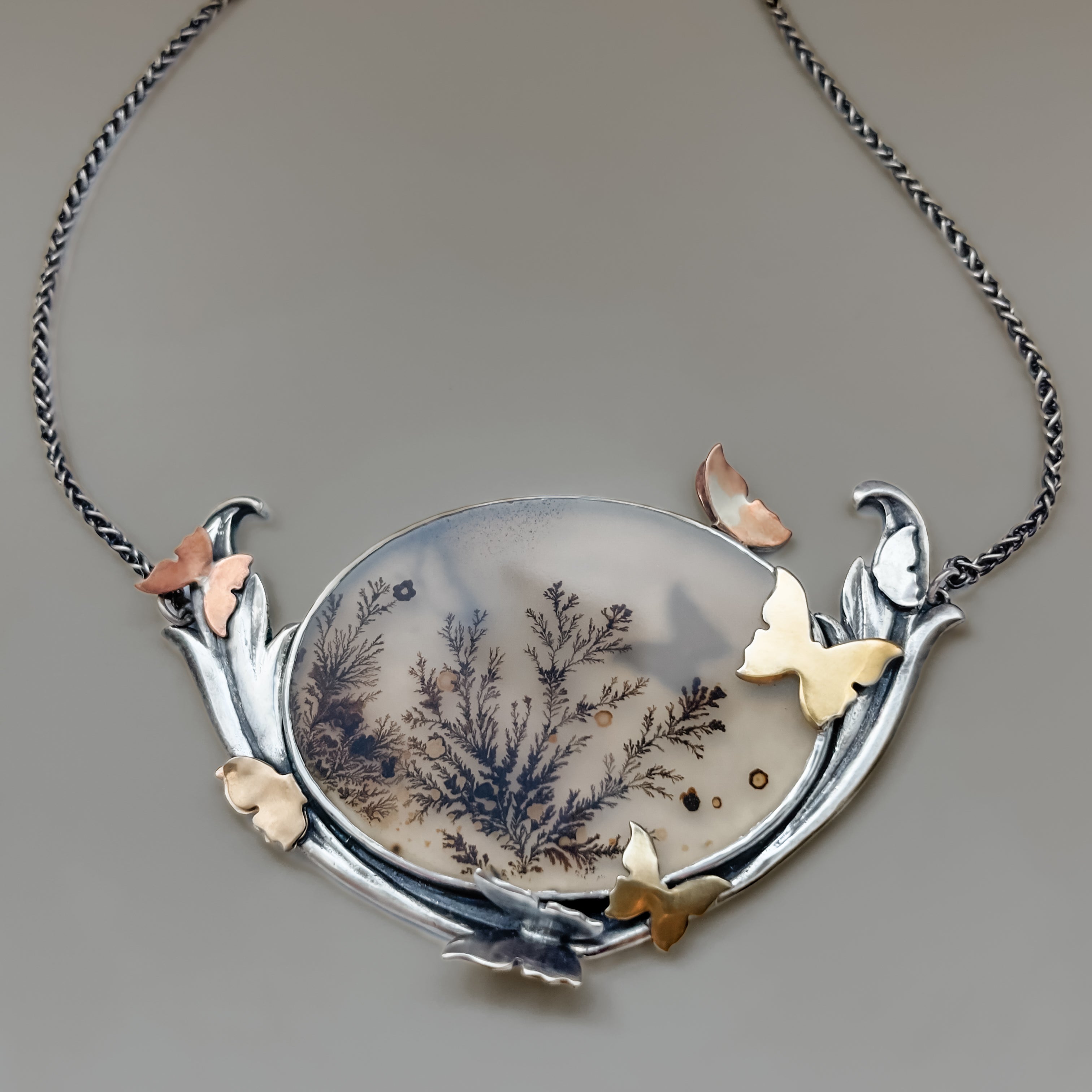 Butterflies Dendritic Agate Necklace