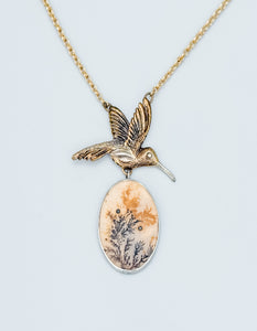 Hummingbird and Dendritic Agate Necklace
