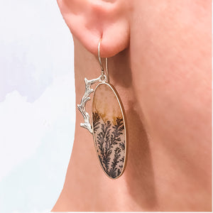 Dendritic Agate Branch Earrings